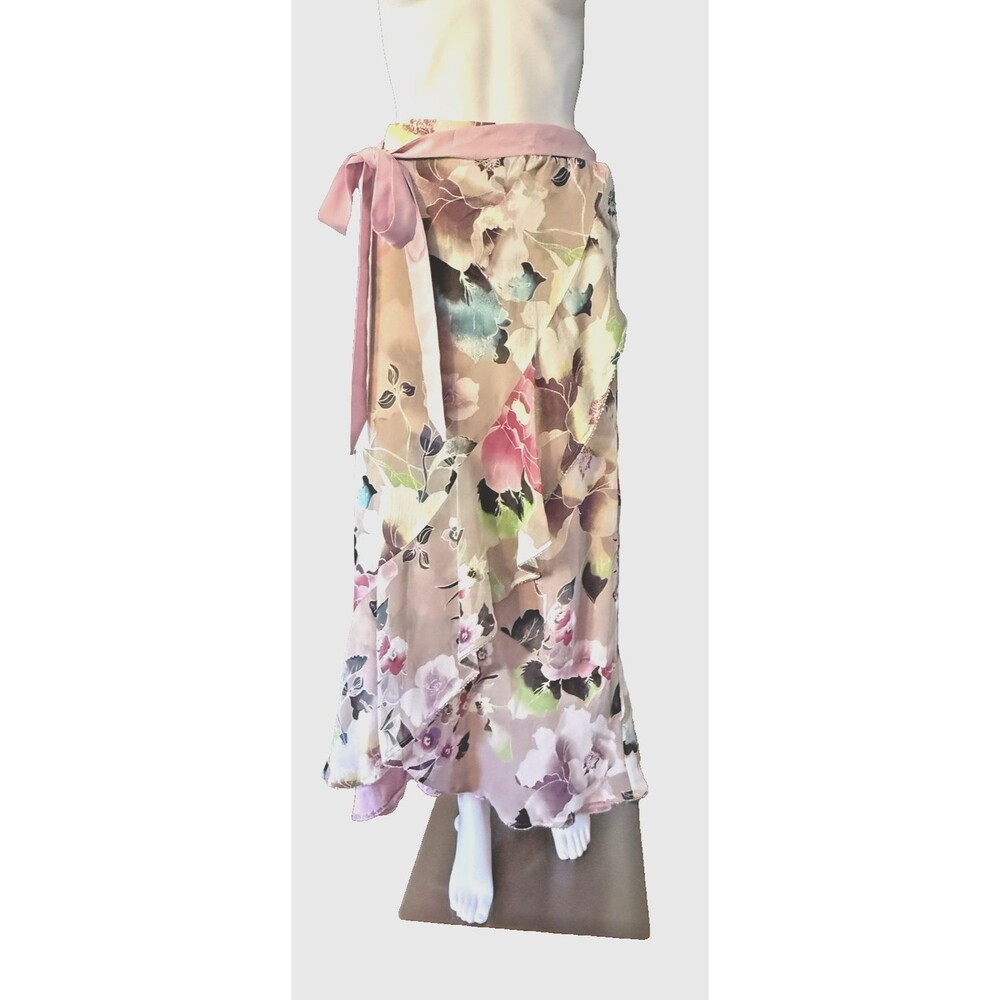 American Glamour Badgley Mischka Reversible Midi Skirt Floral Pink Wedding SZ 2X